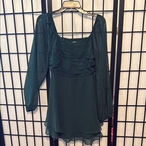 Altar'd State Green Cocktail Mini Dress with Square Neck